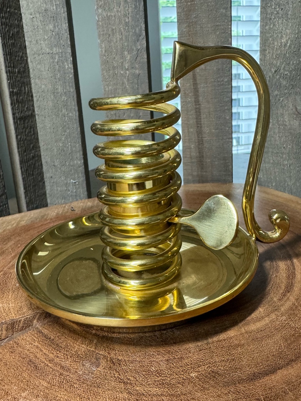 Partylite Saucerlite Brass Courting Adjustable Spiral Candle Holder
